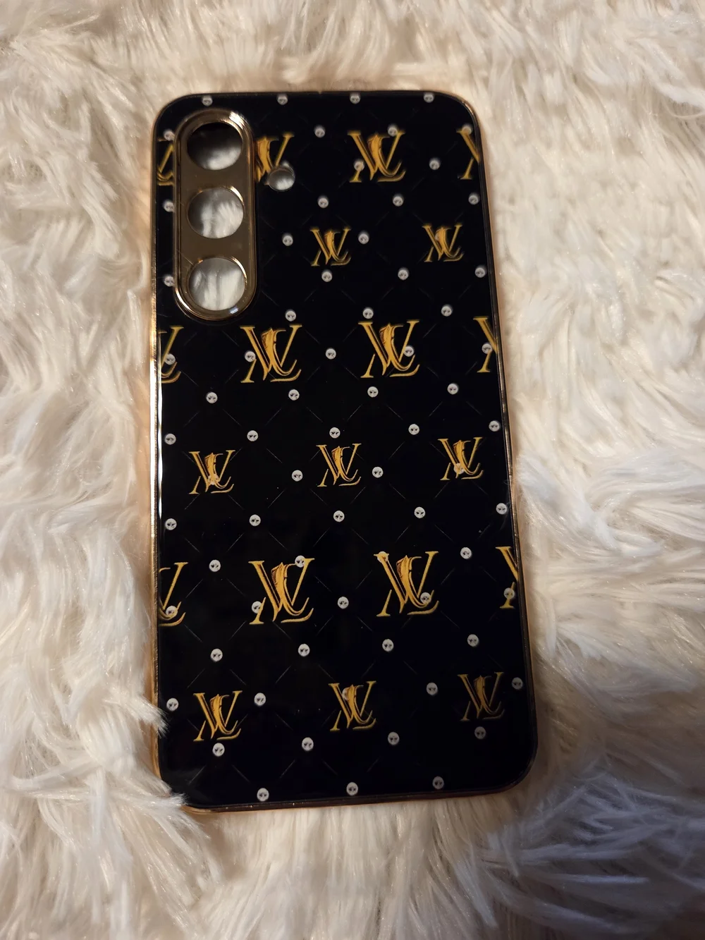 Luxury Black & Gold Patterned Phone Case 2 On Hand